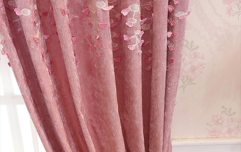 欧式窗帘布遮光卧室清新可爱窗帘公主风粉红色梦幻浪漫粉少女窗纱