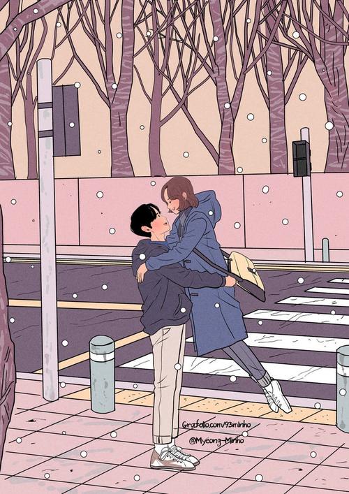 韩国插画爱情的模样