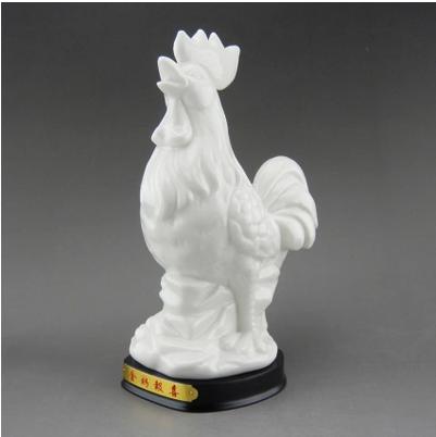 十二生肖瓷金鸡工艺品 风水陶瓷鸡摆件装饰品 白公鸡家居礼品礼物