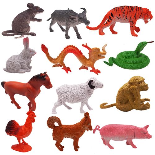动物玩具 男孩_儿童十二生肖模型玩具静态塑胶仿真动物套装家畜鸡男孩