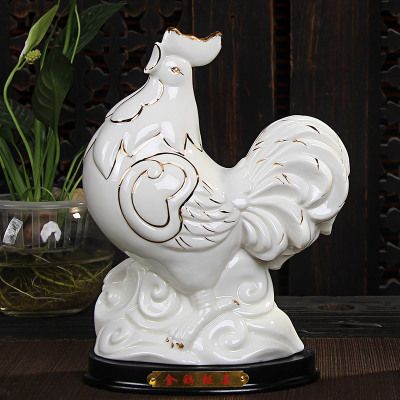 陶瓷十二生肖公鸡摆件家居工艺品白瓷鸡招财风水摆设家居饰品包邮