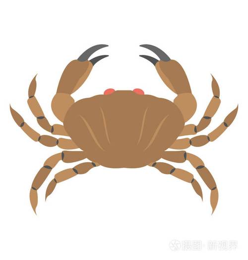 一只棕蟹的平面矢量图标设计象征生肖蟹