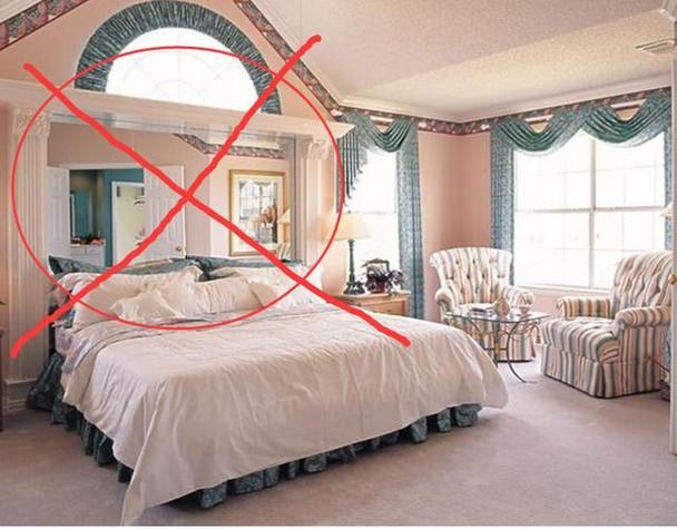 卧室床摆放禁忌四:床上方有复杂的装饰房门对到床,会因对到身体不同的