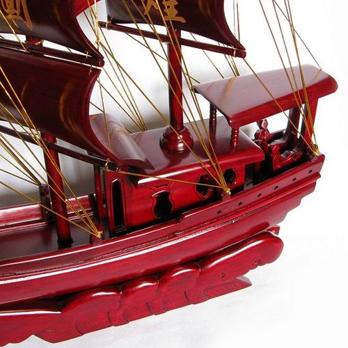 一帆风顺帆船模型摆件红木工艺品实木木制68cm官船木雕