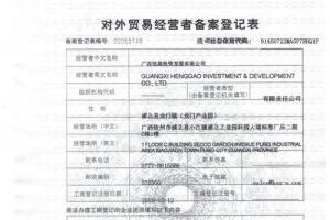 广西恒高投资发展有限公司对外贸易经营者备案登记表