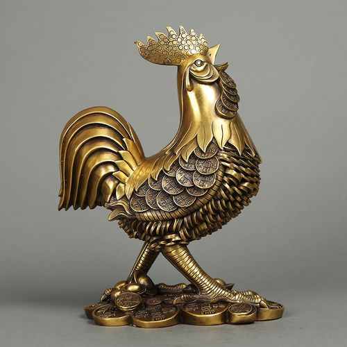 铜之韵开光铜鸡摆件纯铜公鸡风水金鸡生肖鸡工艺品家居装饰品摆设