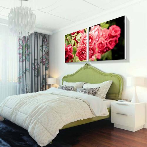 红玫瑰花卉 现代简约客厅装饰画电视背景墙无框画房间床头墙壁画简约