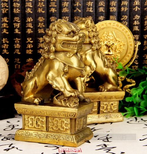 开光风水摆件纯铜狮子一对 北京狮宫门狮镇宅辟邪化煞工艺品直销