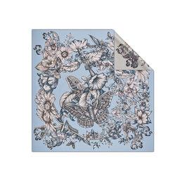 dior/迪奥女士围巾精美蓝色真丝斜纹布塔罗牌花卉印花方形丝巾