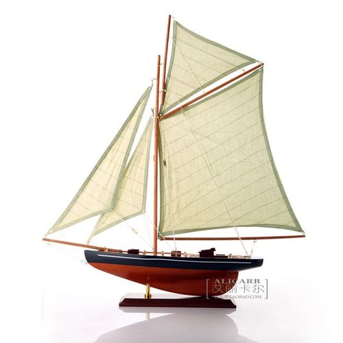 美式实木帆船模型 风水摆件 生日男朋友生日礼物 一帆风顺