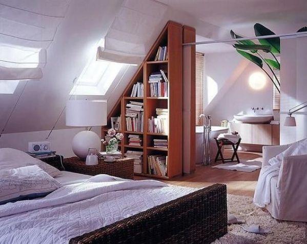 对于斜顶卧室大概的设计方案可以做将斜顶做平,因为有风水说屋顶是斜