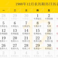 1988年日历表1988年农历表1988年日历带农历