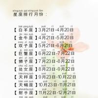 2011年星座月份表12星座月份对照表农历