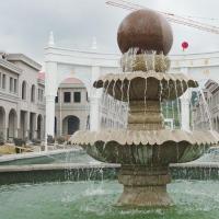 喷泉流水水景摆设石材风水球加工印度红风水球