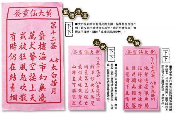 香港媒体求签黄大仙香港猴年连得三支下下签
