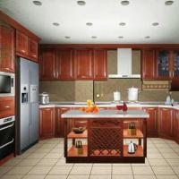 开放式厨房实木中式整体橱柜装修图 5款简易橱柜厨房碗柜风水布局图片