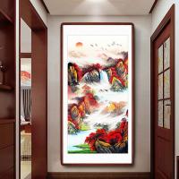 中式玄关装饰画风水招财入户走廊过道挂画红木现代装饰画