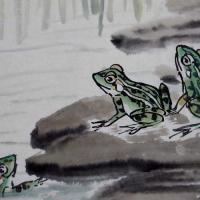 三尺国画-青草池塘处处蛙-12-1008-20