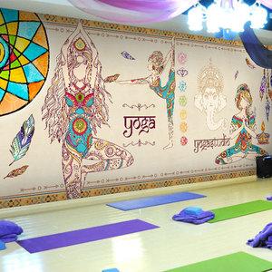 印度瑜伽馆工作室墙纸泰式养生会所背景墙舞蹈室壁画壁纸3d墙布