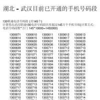湖北- 武汉目前已开通的手机号码段