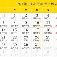1974年农历和阳历的对照表有什么不同?(图)