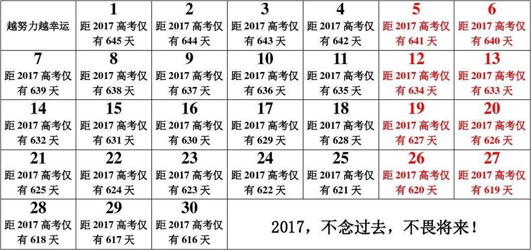 2017高考倒计时日历(最新)