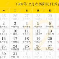1968年日历表1968年农历表阴历阳历节日对照表