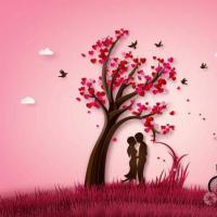 爱情和情人节的插图两个迷人的爱树纸3d从数字工艺