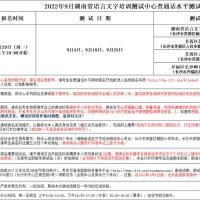 2022年9月湖南省语言文字培训测试中心普通话水平测试开放时间安排表