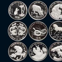 33451988戊辰至1999乙卯年加厚版十二生肖纪念银币全套十二枚