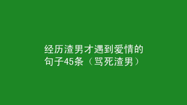 经历渣男才遇到爱情的句子45条骂死渣男