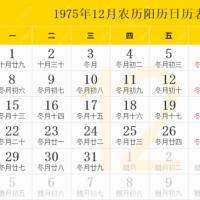 1975年日历表1975年农历表阴历阳历节日对照表